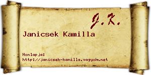 Janicsek Kamilla névjegykártya